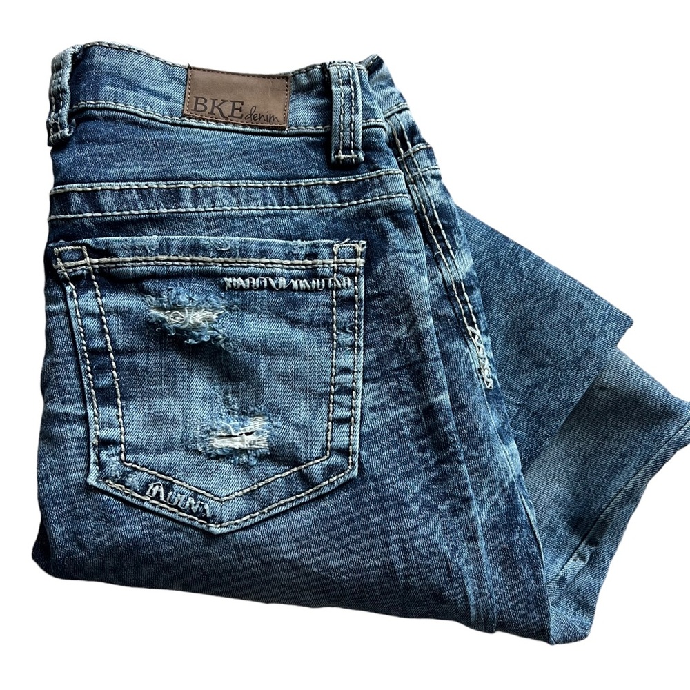 BKE Women's Skinny Jeans - Distressed Blue